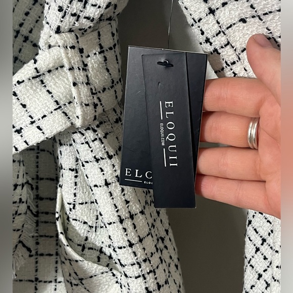 NWT Eloquii Plus Size White Houndstooth Blazer Coat size 24 Business Casual - Picture 4 of 6
